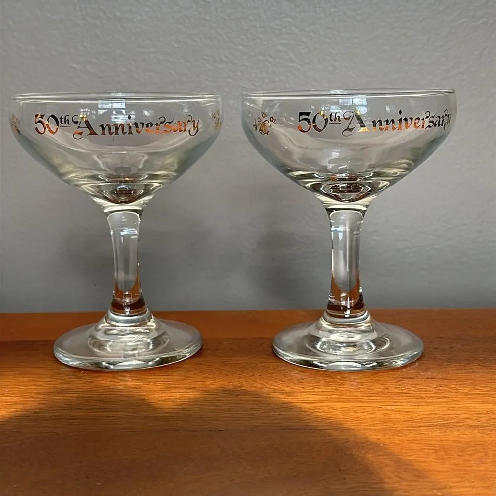 50th Anniversary Vintage Toasting Glasses